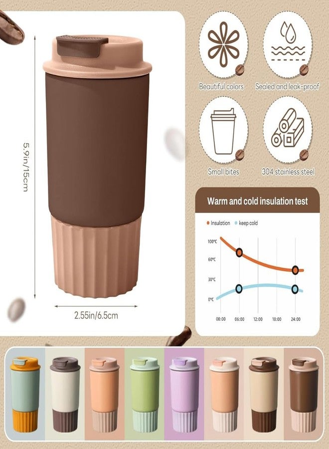 KitchEase Stainless Steel Insulated Tumbler 380ml | Double Wall Coffee Mug | Leakproof Travel Cup for Hot & Cold Drinks | Outdoor Coffee Thermos Cup (Coral Milk) - Image 4